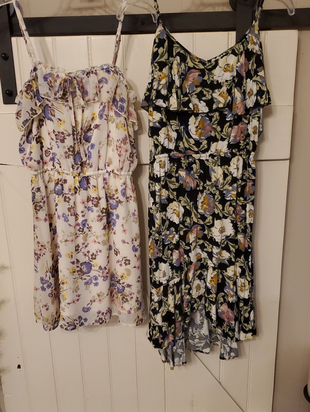Bundle Of 2..Floral Ruffled Spaghetti-Strap Dress - White Floral